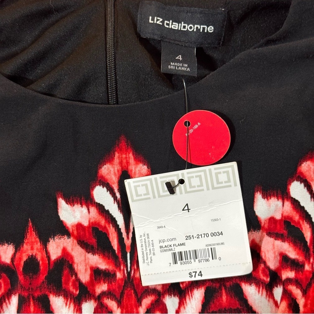Liz Claiborne Black‎ and Red Long Sleeve Dress - Picture 5 of 9